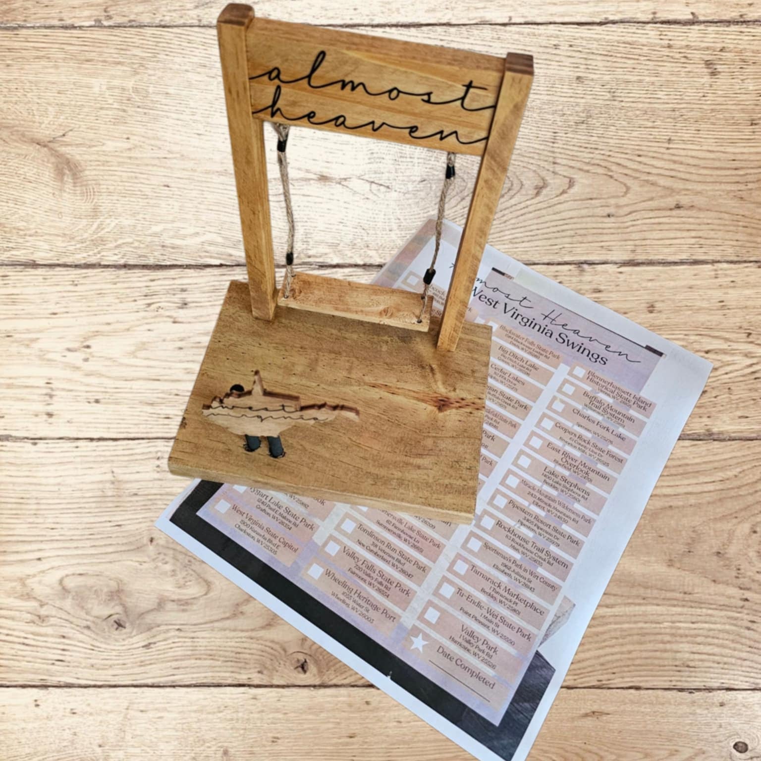Replica West Virginia Almost Heaven Swing – 8" Mini Collectible Souvenir, Desk & Shelf Decor