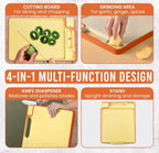 Orange Cutting Board 4-in-1 Kitchen Tool 15"x12.5" Multi Function