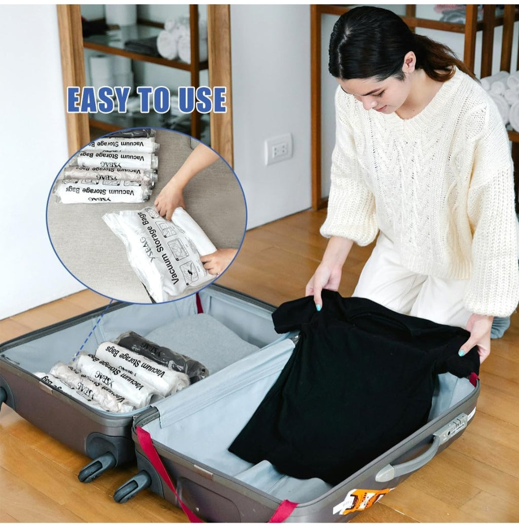 Travel Roll Up Compression Bags 6 Pack 23.5"x15.7" Vacuum Free