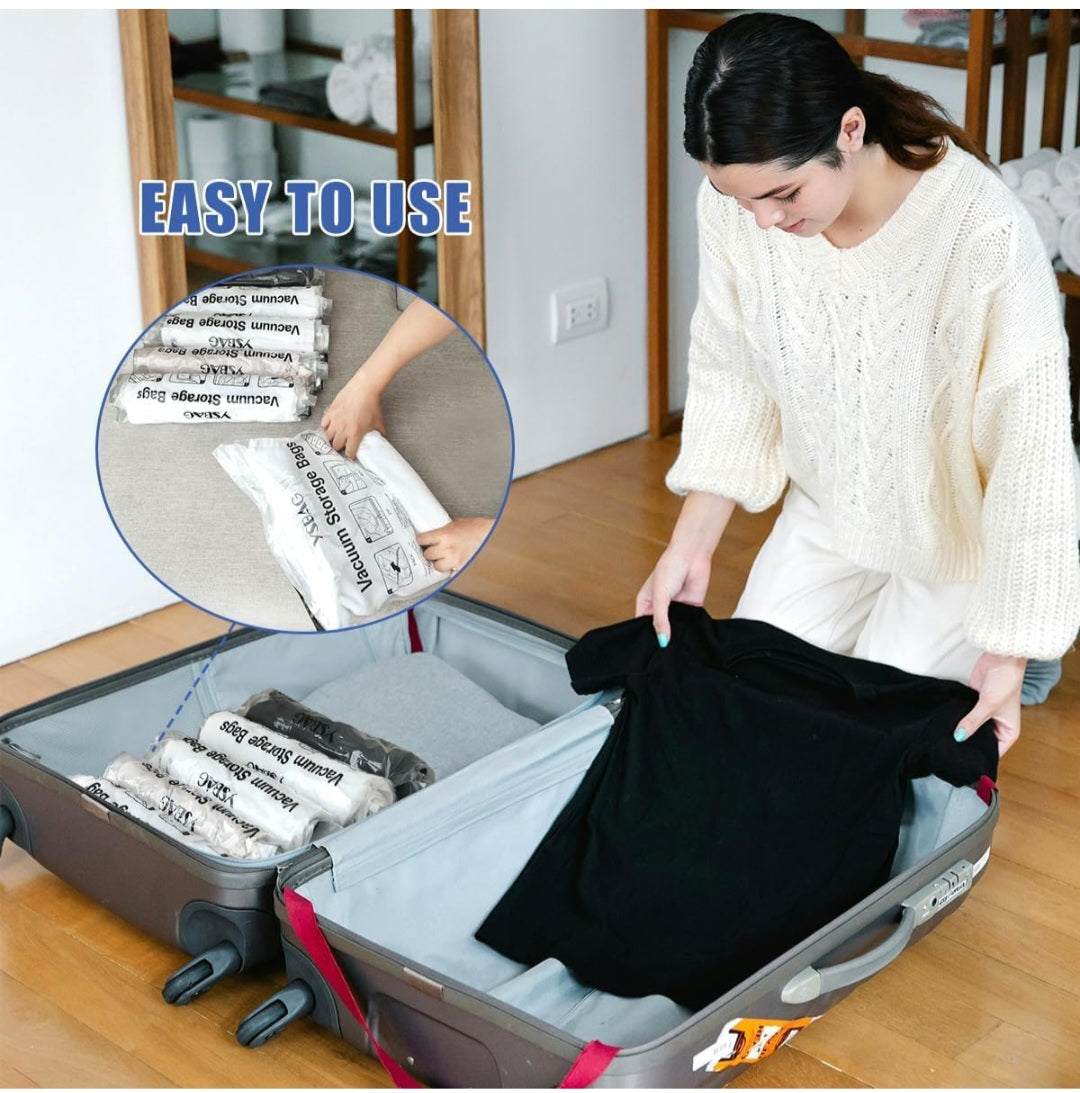 Travel Roll Up Compression Bags 6 Pack 23.5"x15.7" Vacuum Free