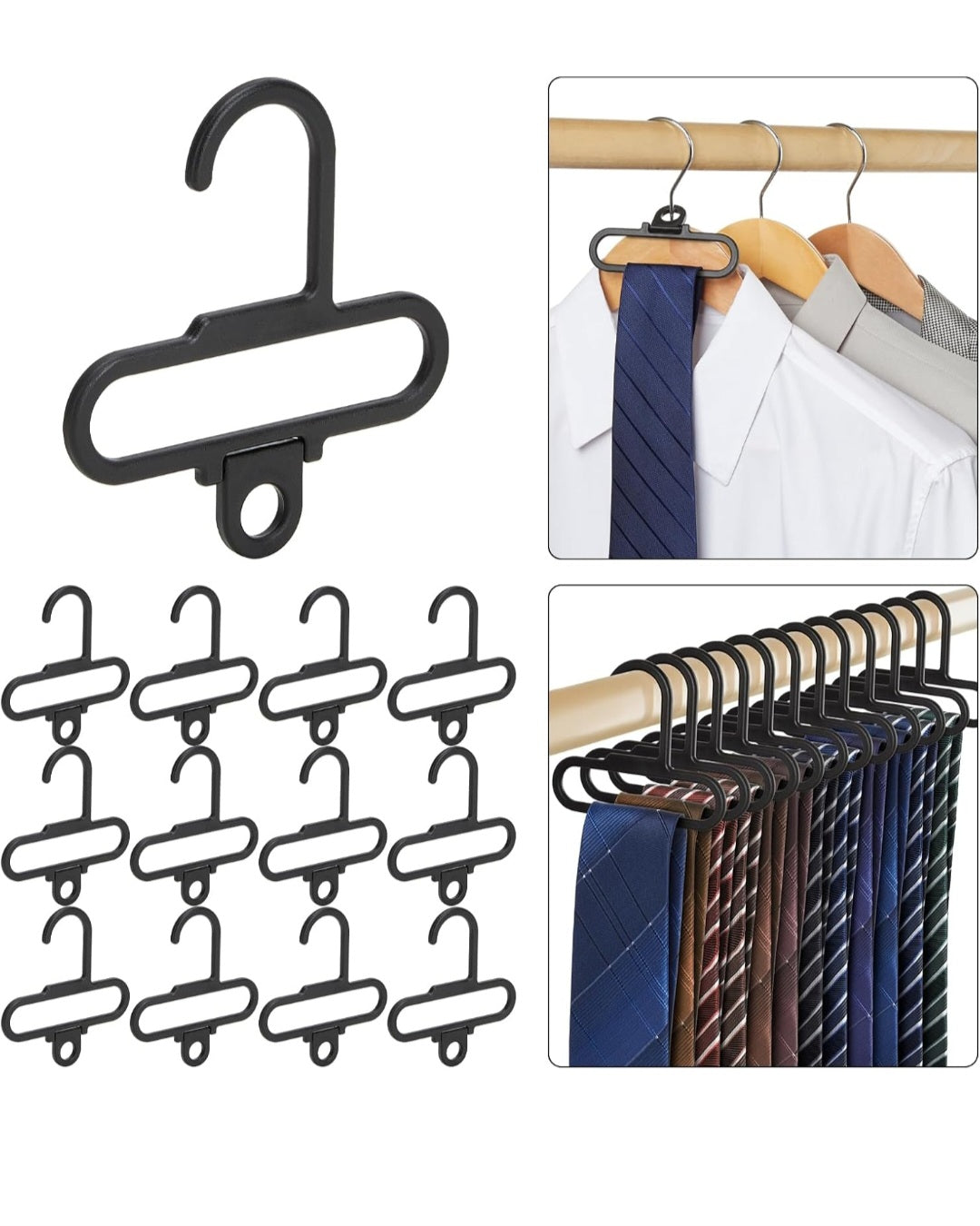 Pack of 22 Closet Tie Scarf Hat Accessory Hangers Black Organizer