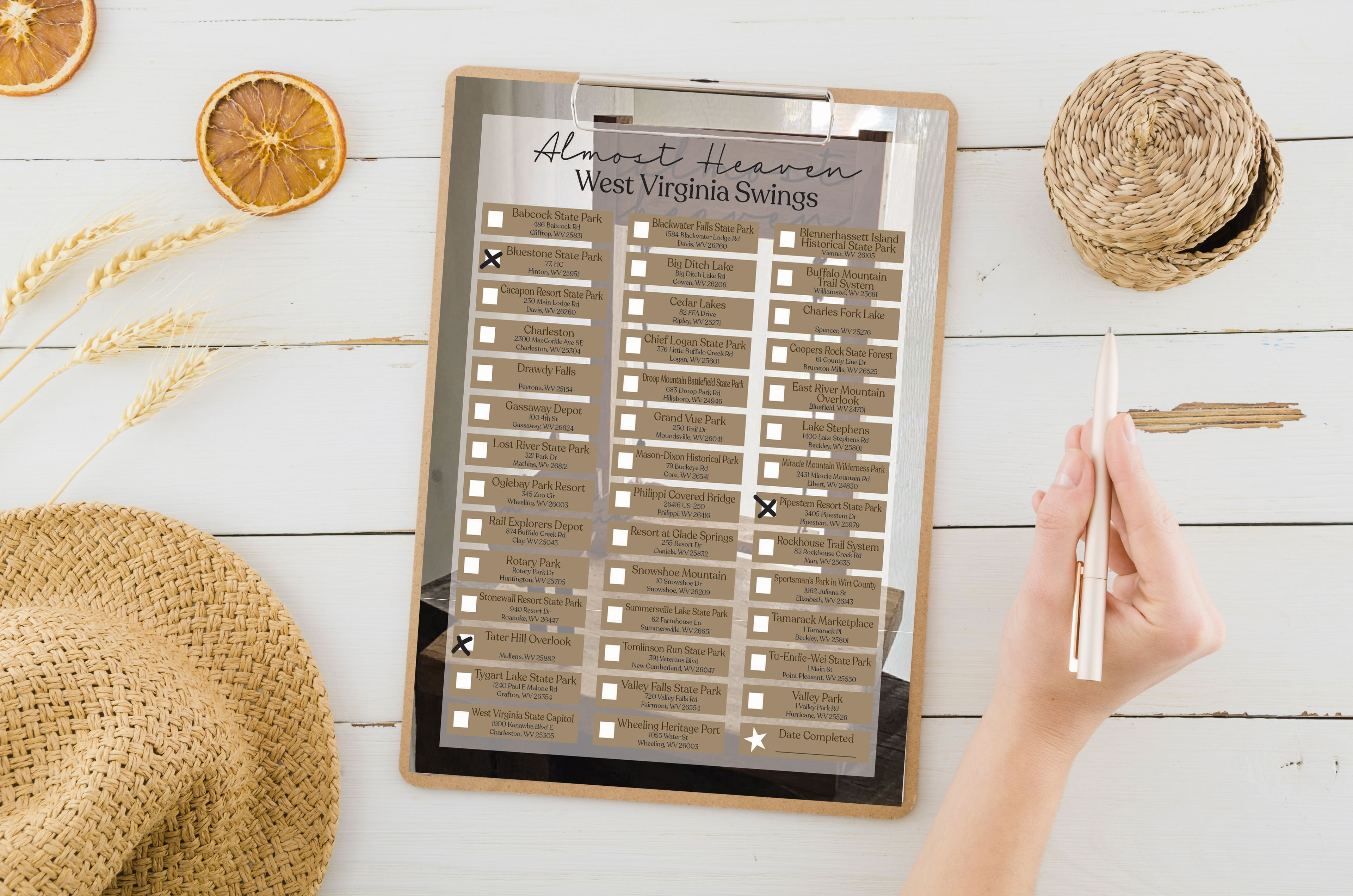 West Virginia Almost Heaven Swing Visit Checklist – Printable Digital Download, Travel Keepsake & Collectible Tracker