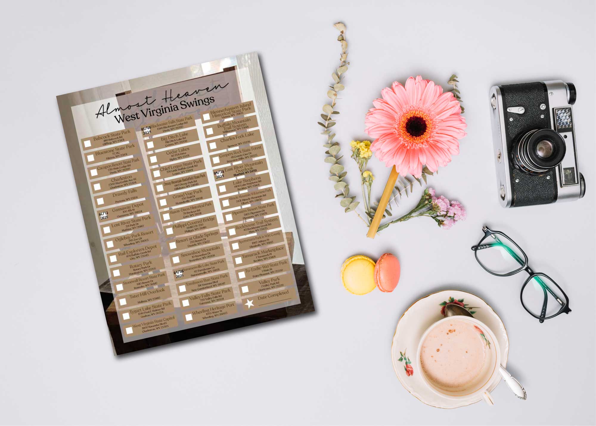 West Virginia Almost Heaven Swing Visit Checklist – Printable Digital Download, Travel Keepsake & Collectible Tracker