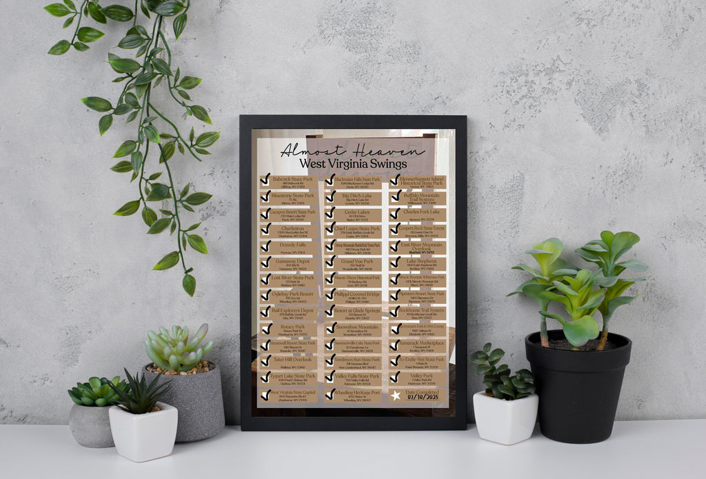 West Virginia Almost Heaven Swing Visit Checklist – Printable Digital Download, Travel Keepsake & Collectible Tracker